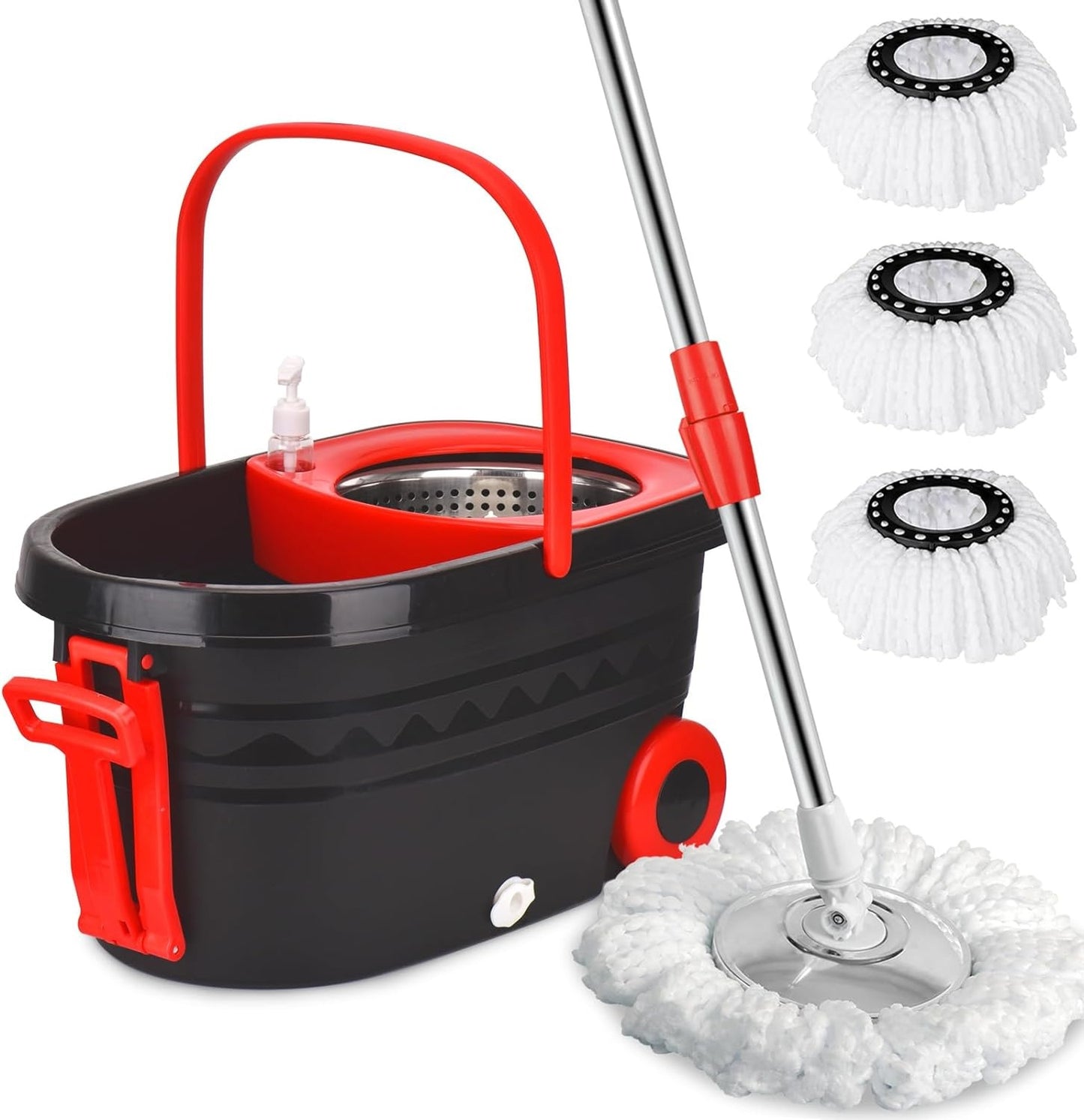 Spin Mop Cleaning System with 3 Microfiber Heads