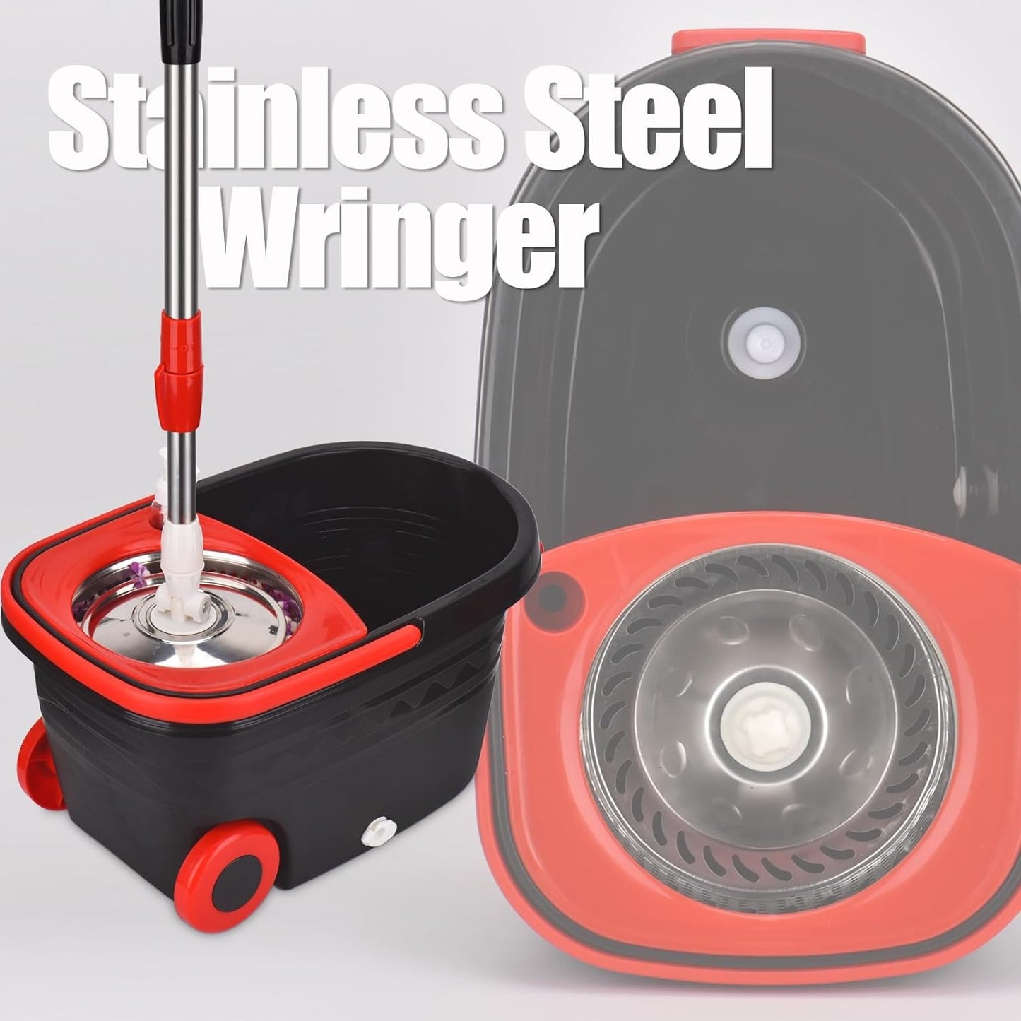 Spin Mop Cleaning System with 3 Microfiber Heads