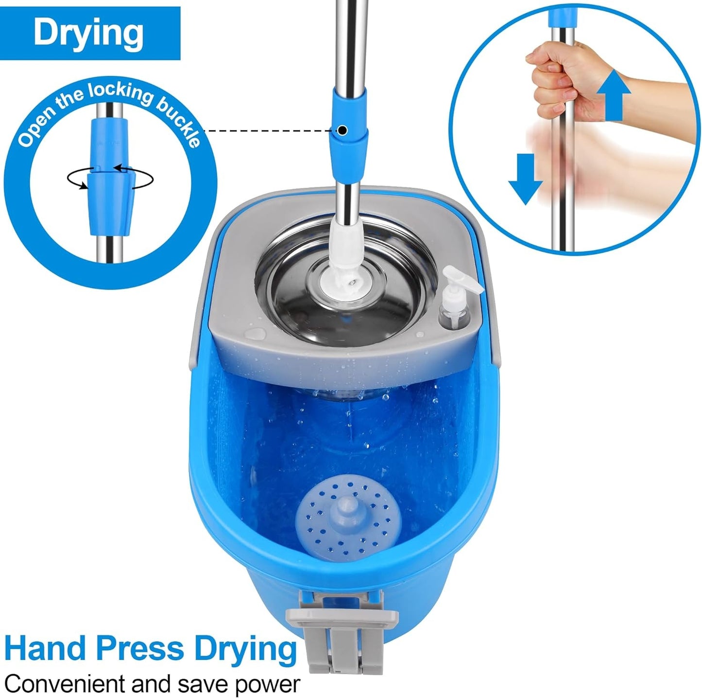 Spin Mop Cleaning System with 3 Microfiber Heads